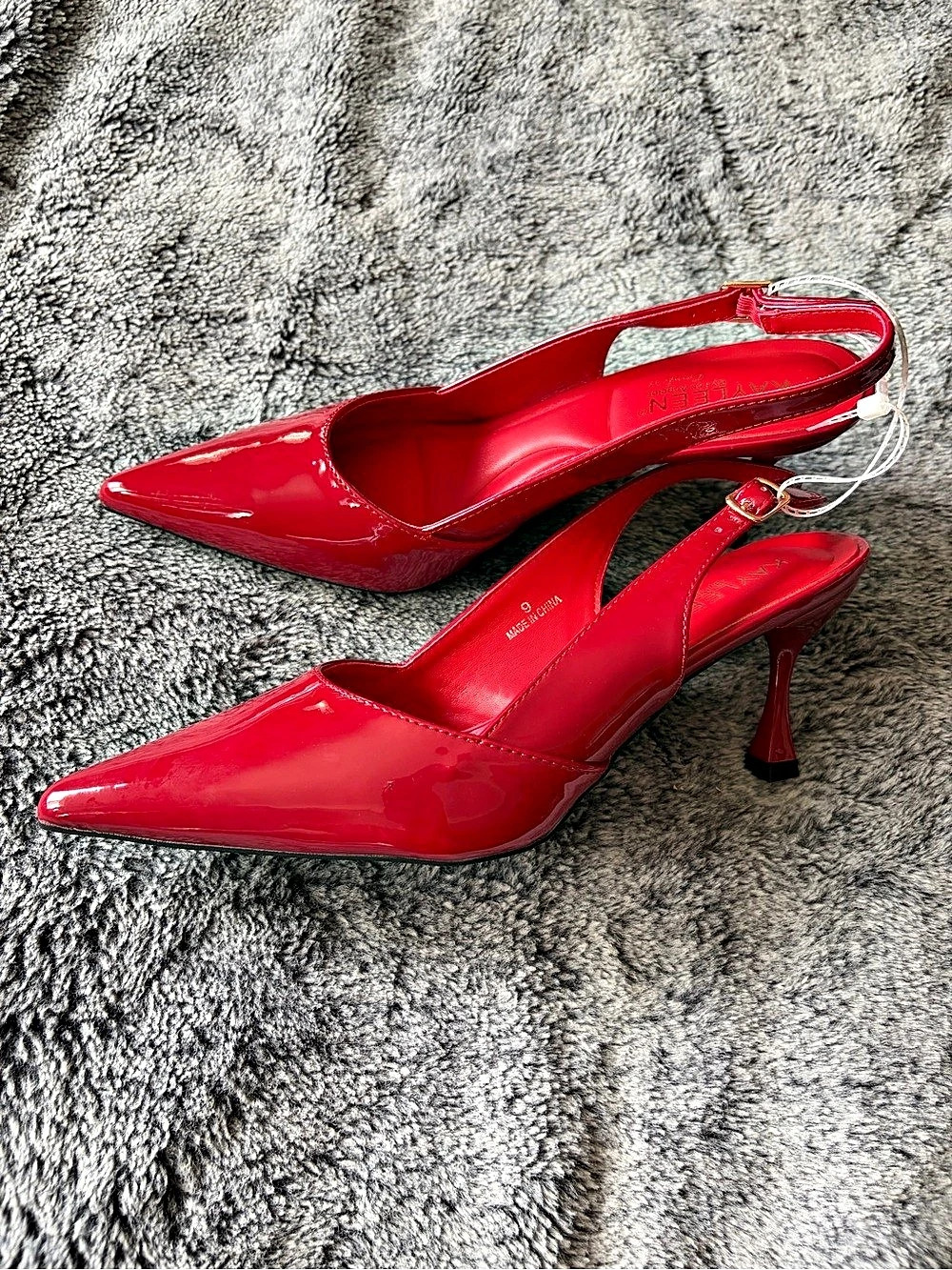 Red Patent Slingback Heels Like New